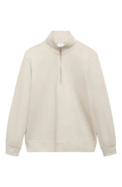 Mango Regular Fit Half Zip Cotton Sweatshirt In Ice Grey