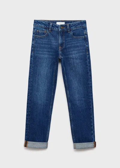 Mango Jean Droit À Revers Bleu Foncé - Enfants - 13-14 Ans -  Kids In Blue