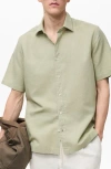 Mango Regular Fit Linen Blend Button-up Shirt