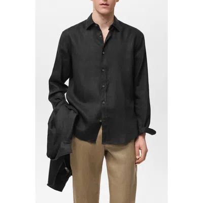 MANGO MANGO REGULAR FIT LINEN BUTTON-UP SHIRT