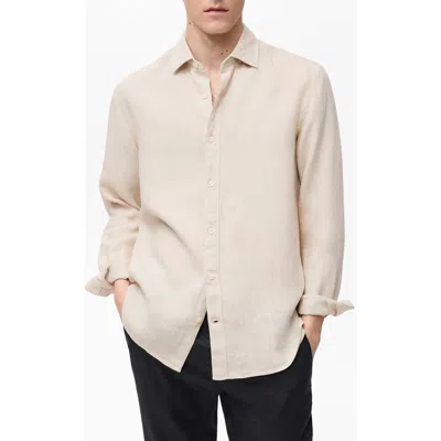 Mango Regular Fit Linen Button-up Shirt In Beige