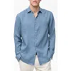 Mango Regular Fit Linen Button-up Shirt In China Blue