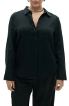 Mango Regular Fit Linen Button-up Shirt In Black