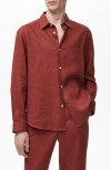 Mango Regular Fit Linen Button-up Shirt In Brown