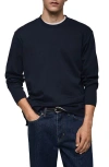 Mango Microstructure Crewneck Sweater In Dark Navy