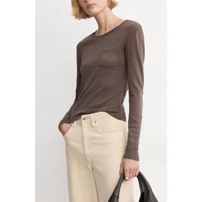Mango Regular Fit Long Sleeve Cotton T-shirt In Brown