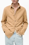 Mango Regular Fit Lyocell & Cotton Button-up Overshirt In Beige