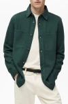 Mango Washed Cotton Overshirt In Green