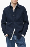 Mango Washed Cotton Overshirt In Navy