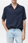 Mango Regular Fit Lyocell Camp Shirt In Blue