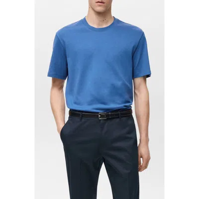 Mango Regular Fit Medium Weight Cotton T-shirt In Blue