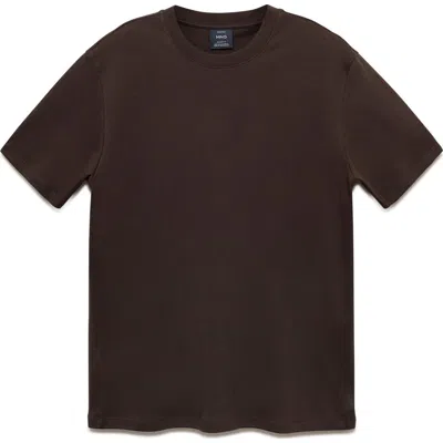 Mango Regular Fit Medium Weight Cotton T-shirt In Burgundy