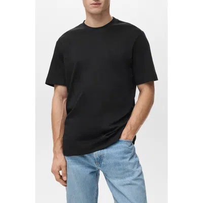 Mango Regular Fit Medium Weight Cotton T-shirt In Black