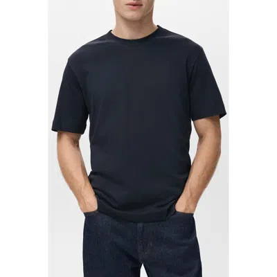 Mango Regular Fit Medium Weight Cotton T-shirt In Blue