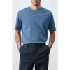 Mango Regular Fit Medium Weight Cotton T-shirt In Blue