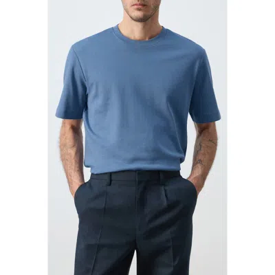 Mango Regular Fit Medium Weight Cotton T-shirt In Blue