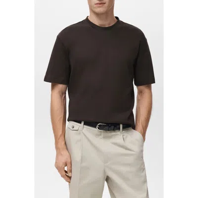 Mango Regular Fit Medium Weight Cotton T-shirt In Brown