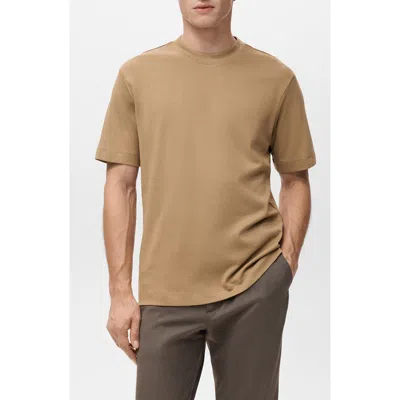Mango Regular Fit Medium Weight Cotton T-shirt In Brown