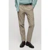 Mango Regular Fit Navy Flat Front Textured Stretch Cotton Pants In Beige