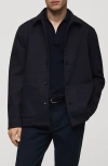 Mango Regular Fit Overshirt In Dark Navy