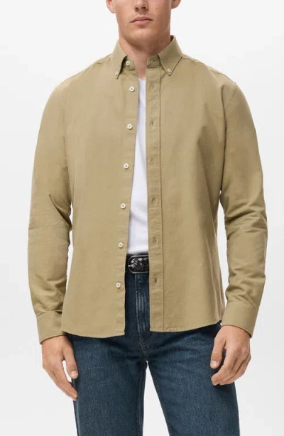 Mango Regular Fit Oxford Button-down Shirt In Animal Print