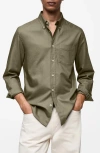 Mango Chemise Regular Fit Coton Oxford In Khaki Green