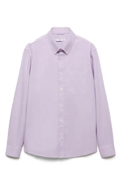 Mango Regular Fit Oxford Button-down Shirt In Violet