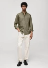 Mango Chemise Regular Fit Coton Oxford In Kaki