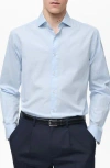 Mango Regular Fit Stripe Stretch Cotton Button-up Shirt In Blue