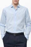 Mango Regular Fit Stripe Stretch Cotton Button-up Shirt In Sky Blue
