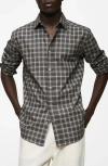 Mango Regular Fit Plaid Cotton Button-up Shirt In Grey