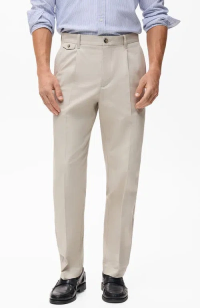 MANGO MANGO REGULAR FIT PLEATED COTTON PANTS