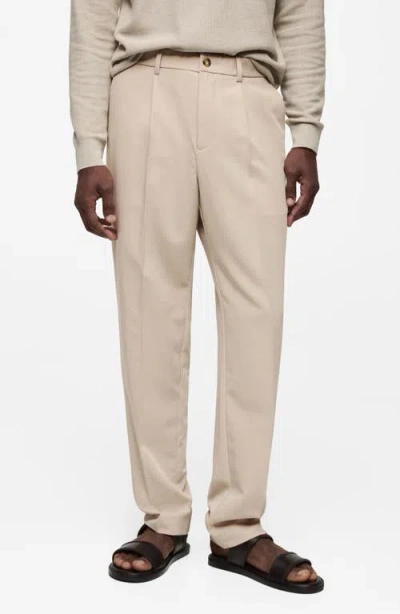 Mango Regular Fit Pleated Flowy Pants In Ice Gray