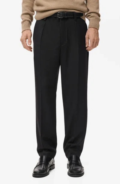 Mango Regular Fit Pleated Pants In Black