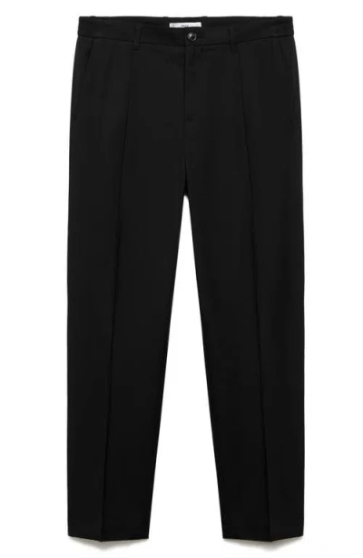 Mango Regular Fit Pleated Pants In Dark Heather Gray