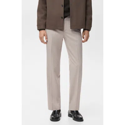 Mango Regular Fit Pleated Pants In Brown
