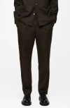 Mango Regular Fit Pleated Pants In Chocolate