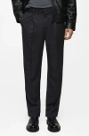 Mango Regular Fit Pleated Pants In Dark Heather Grey