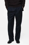 Mango Regular Fit Pleated Pants In Dark Navy