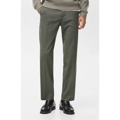 Mango Regular Fit Pleated Pants In Green