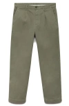 Mango Regular Fit Pleated Stretch Cotton Dress Pants In Pastel Green