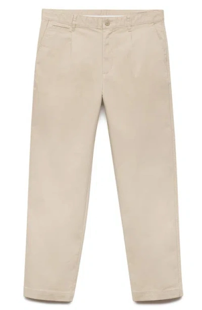 Mango Regular Fit Pleated Stretch Cotton Dress Pants In Sand