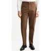 Mango Regular Fit Pleated Stretch Cotton Pants In Brown