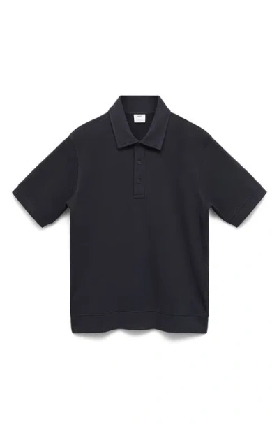 Mango Regular Fit Polo In Dark Navy