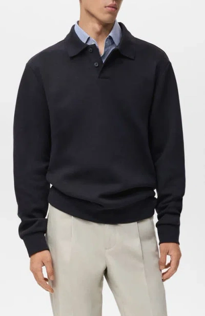 Mango Regular Fit Polo Sweatshirt In Blue