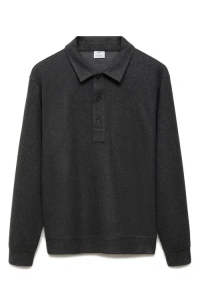 Mango Regular Fit Polo Sweatshirt In Charcoal