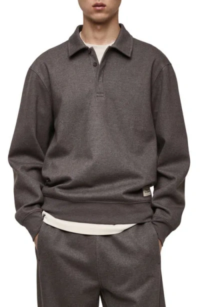 Mango Regular Fit Polo Sweatshirt In Medium Heather Grey