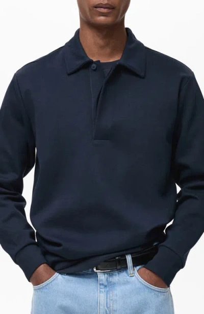 Mango Regular Fit Polo Sweatshirt In Night Blue