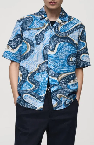 Mango Regular Fit Print Camp Shirt In Multi