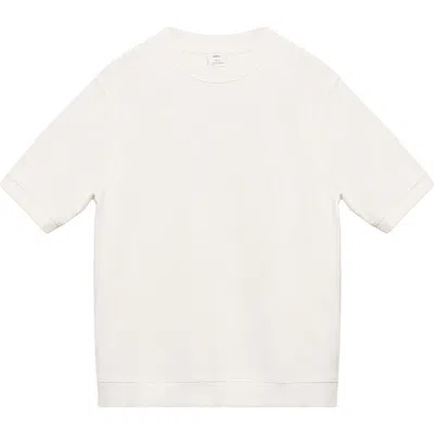 Mango Regular Fit Rib Trim T-shirt In Ecru